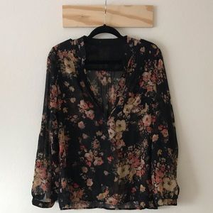 Black Floral Blouse